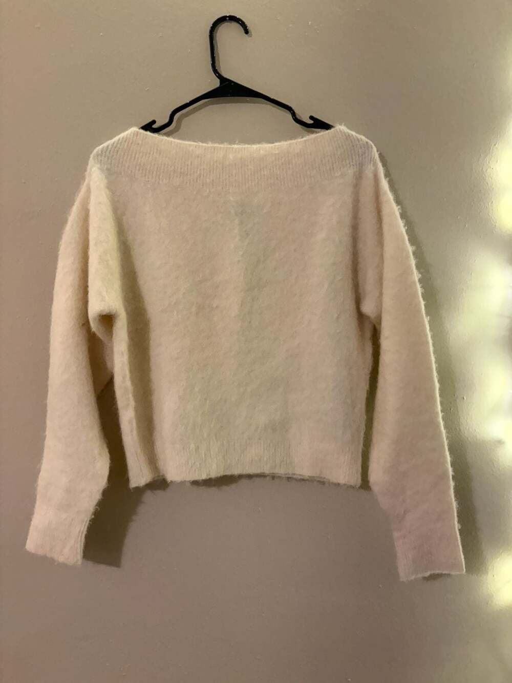 Club Monaco Alpaca Hair Blend Off Shoulder Crop Sweater Cream Size XS